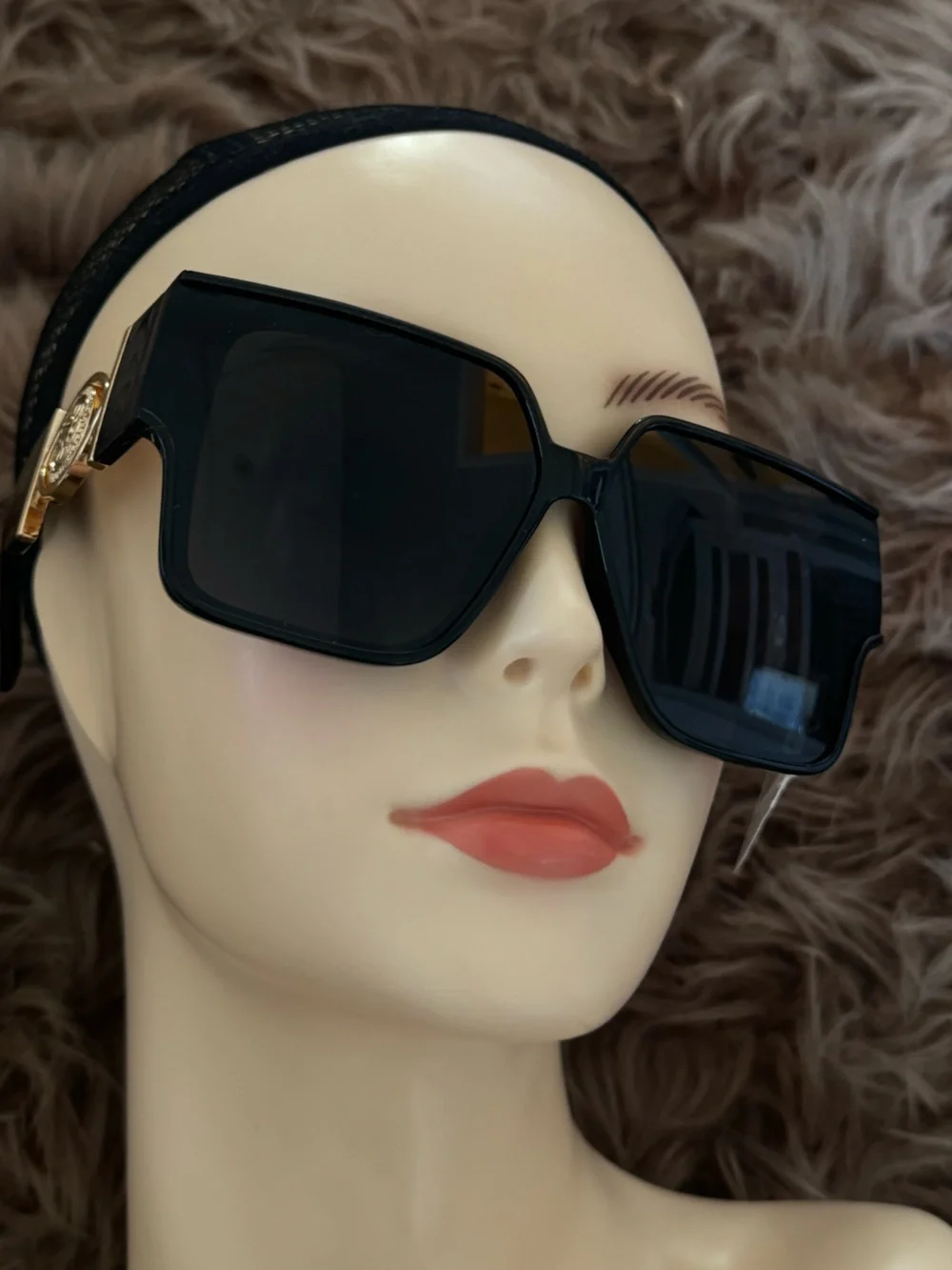 Futuristic sunglasses oversized celestial with gold sun on sides